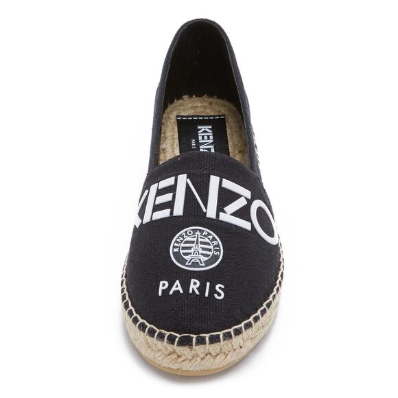 Kenzo Paris Black Canvas Logo Espadrilles Flats 37 EU 6.5 US Classic Summer - Picture 1 of 9